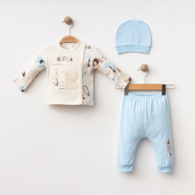 Wholesale Baby Boy 3-piece Newborn Set 0-3M Gümüş Baby 2043-5000-1 Голубой 