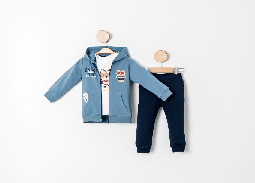 Wholesale Baby Boy 3-Piece Tracksuit 9-24M Sani 1068-10008 - 1