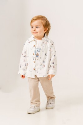 Wholesale Baby Boy 3-piece Trousers Cardigan and T-shirt Set 9-24M Sani 1068-10035 - Sani