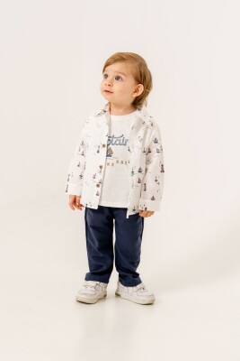 Wholesale Baby Boy 3-piece Trousers Cardigan and T-shirt Set 9-24M Sani 1068-10035 - Sani (1)