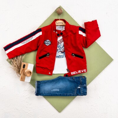Wholesale Baby Boy 3 Pieces Jacket Trousers Set Suit 6-24M Bubbly 2035-1533 - 2