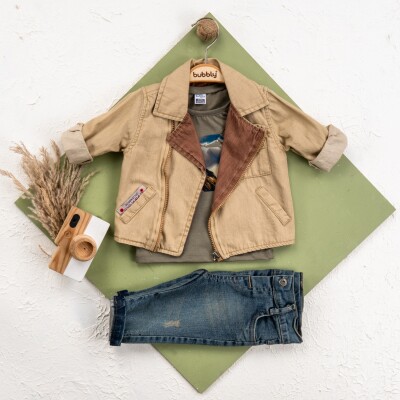 Wholesale Baby Boy 3 Pieces Jacket Trousers Set Suit 6-24M Bubbly 2035-304 - Bubbly (1)