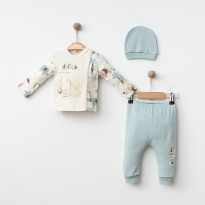 Wholesale Baby Boy 3-Pieces Newborn Set 0-3M Gümüş Baby 2043-005000 Зелёный 