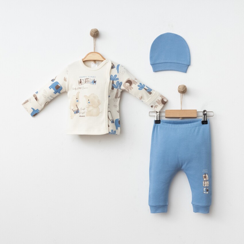 Wholesale Baby Boy 3-Pieces Newborn Set 0-3M Gümüş Baby 2043-005000 - 4