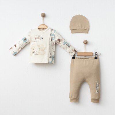 Wholesale Baby Boy 3-Pieces Newborn Set 0-3M Gümüş Baby 2043-005000 Бежевый 