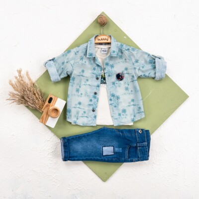 Wholesale Baby Boy 3 Pieces Shirt Trousers Set Suit 6-24M Bubbly 2035-447 Синий