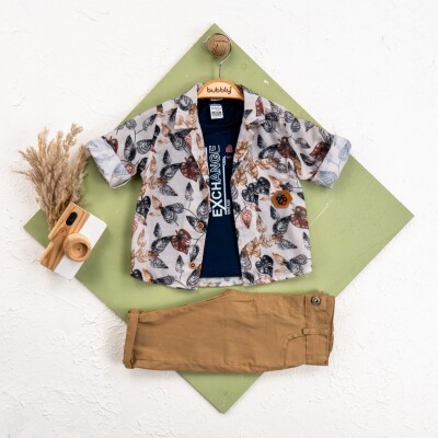 Wholesale Baby Boy 3 Pieces Shirt Trousers Set Suit 6-24M Bubbly 2035-450 - Bubbly