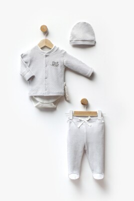 Wholesale Baby Boy 4-piece Newborn Baby Bootee Suit 0-3M Flexi Baby 2063-217574 Серый 