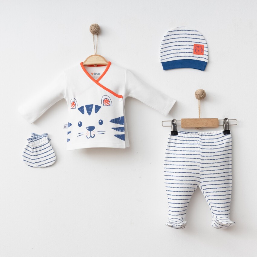 Wholesale Baby Boy 4pcs Newborn Set 0-1M Vina baby 2042-00105 - 3