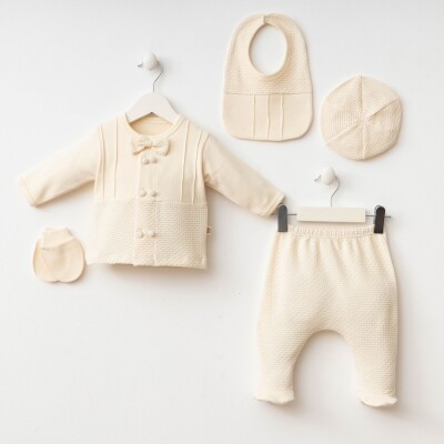 Wholesale Baby Boy 5pcs Newborn Set 0-3M Minizeyn 2014-7073 Кремовый цвет 