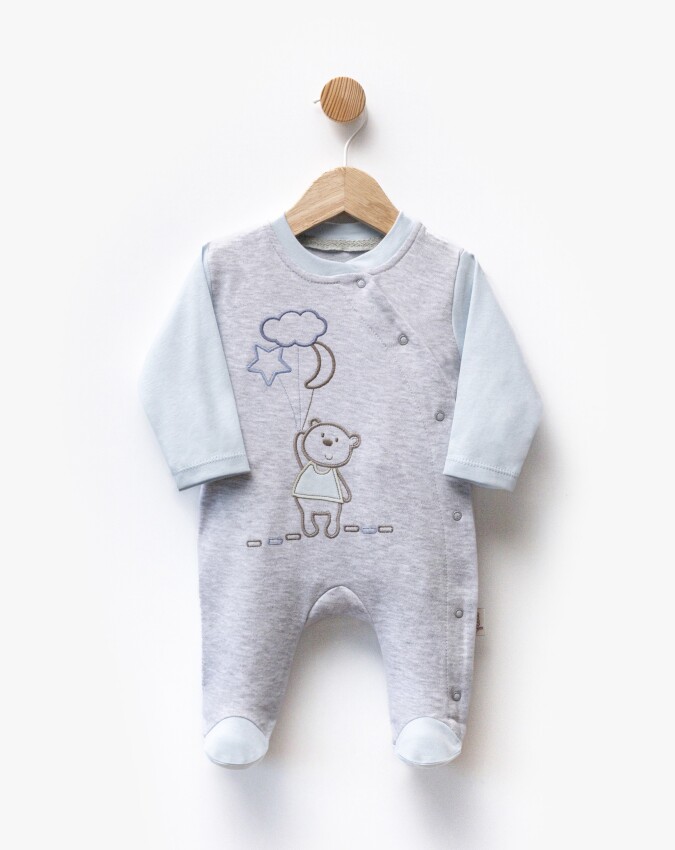 Wholesale Baby Boy Embroidered Jumpsuit 0-6M Flexi Baby 2063-252358 - 2