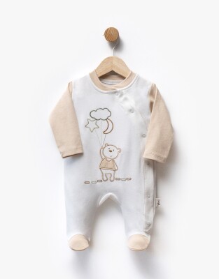 Wholesale Baby Boy Embroidered Jumpsuit 0-6M Flexi Baby 2063-252358 Экрю