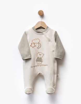 Wholesale Baby Boy Embroidered Jumpsuit 0-6M Flexi Baby 2063-252358 Кремовый цвет 