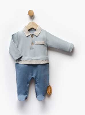 Wholesale Baby Boy Linen Jumpsuit 0-6M Bebbemini 2065-BM-2323 Синий