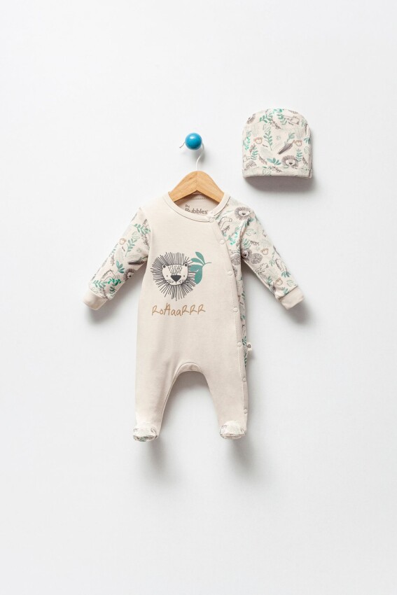 Wholesale Baby Boy Lion Organic Bodysuit 0-9M Bubbles 2040-3116 - 1