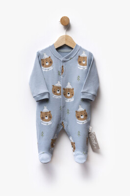 Wholesale Baby Boy Patterned Jumpsuit 0-6M Flexi Baby 2063-252282 Синий