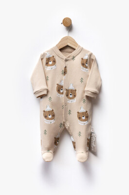 Wholesale Baby Boy Patterned Jumpsuit 0-6M Flexi Baby 2063-252282 Кремовый цвет 