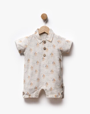 Wholesale Baby Boy Patterned Jumpsuit 3-9M Flexi Baby 2063-221133 Орандево-розовый 