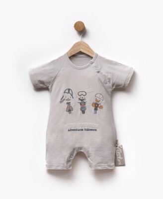 Wholesale Baby Boy Patterned Jumpsuit 3-9M Flexi Baby 2063-236584 Серый 