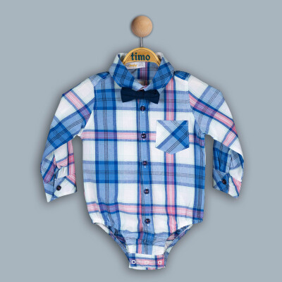 Wholesale Baby Boy Patterned Shirt 6-24M Timo 1018-TE4DÜ042242921 Синий