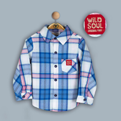 Wholesale Baby Boy Patterned Shirt 6-24M Timo 1018-TE4DÜ202242471 Синий