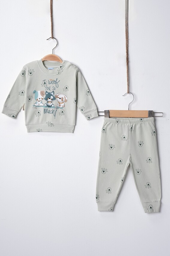 Wholesale Baby Boy Paw Print Pajama Set 3-9M Hoppidik 2017-2390 - 2