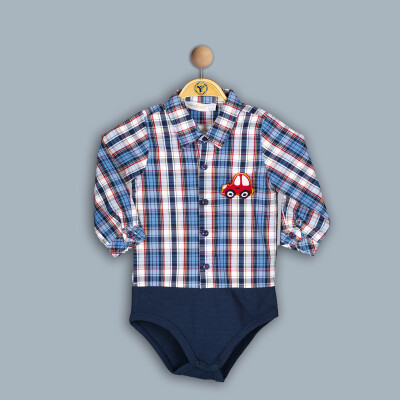 Wholesale Baby Boy Plaid Bodysuit 6-24M Timo 1018-TE4DÜ202243561 Синий