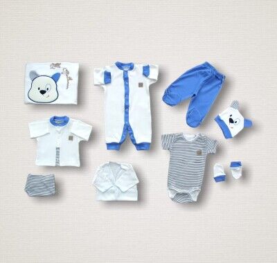 Wholesale Baby Boys 10-Piece Newborn Set 0-3M Tomuycuk 1074-15218 - 1