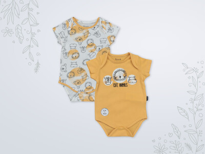 Wholesale Baby Boys 2-Piece Bodysuit 3-18M Miniworld 1003-18253 Горчичный