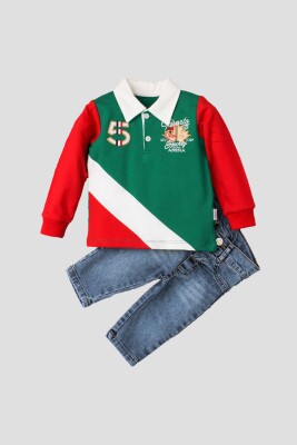 Wholesale Baby Boys 2-Piece Long Sleeve T-shirt and Denim Pants 9-24M Kidexs 1026-35030 - Kidexs