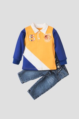 Wholesale Baby Boys 2-Piece Long Sleeve T-shirt and Denim Pants 9-24M Kidexs 1026-35030 - Kidexs (1)