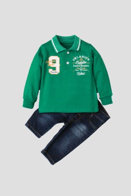 Wholesale Baby Boys 2-Piece Long Sleeve T-Shirt and Denim Pants 9-24M Kidexs 1026-35032 - 1