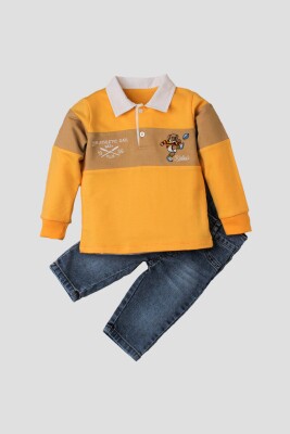 Wholesale Baby Boys 2-Piece Long Sleeve T-Shirt and Denim Pants 9-24M Kidexs 1026-35048 - Kidexs