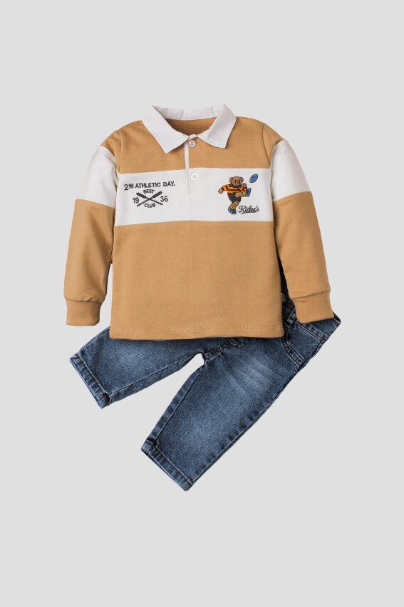 Wholesale Baby Boys 2-Piece Long Sleeve T-Shirt and Denim Pants 9-24M Kidexs 1026-35048 - 4