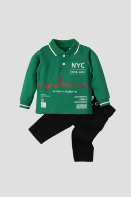 Wholesale Baby Boys 2-Piece Long Sleeve T-Shirt and Pants 9-24M Kidexs 1026-35065 Экрю