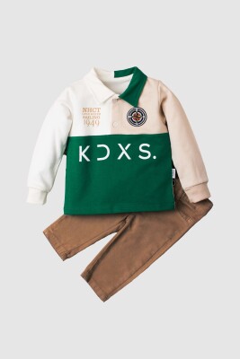 Wholesale Baby Boys 2-Piece Long Sleeve T-Shirt and Pants 9-24M Kidexs 1026-35072 Зелёный 