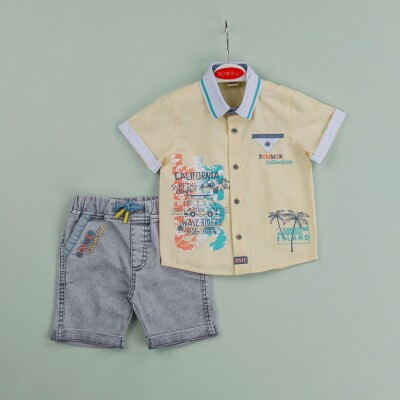 Wholesale Baby Boys 2-Piece Shirt and Denim Pants Set 9-24M Minibombili 1005-6449 - 2