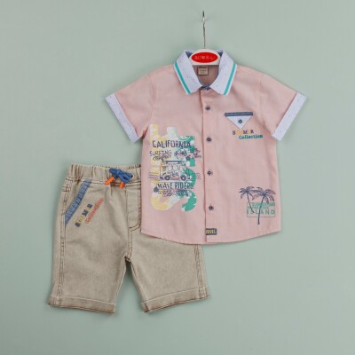 Wholesale Baby Boys 2-Piece Shirt and Denim Pants Set 9-24M Minibombili 1005-6449 - 3
