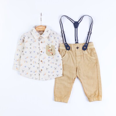 Wholesale Baby Boys 2-Piece Shirt and Pants Set 3-12M Minibombili 1005-6674 Бежевый 