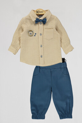 Wholesale Baby Boys 2-Piece Shirt and Pants Set 6-18M Kumru Bebe 1075-4052 Бежевый 