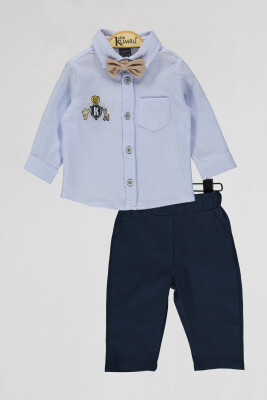 Wholesale Baby Boys 2-Piece Shirt and Pants Set 6-18M Kumru Bebe 1075-4076 Синий