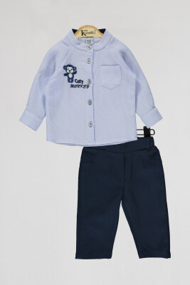 Wholesale Baby Boys 2-Piece Shirt and Pants Set 6-18M Kumru Bebe 1075-4077 Синий