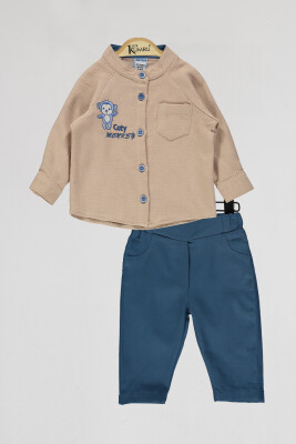 Wholesale Baby Boys 2-Piece Shirt and Pants Set 6-18M Kumru Bebe 1075-4077 Бежевый 