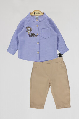 Wholesale Baby Boys 2-Piece Shirt and Pants Set 6-18M Kumru Bebe 1075-4077 Индиговый 