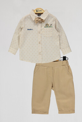 Wholesale Baby Boys 2-Piece Shirt and Pants Set 6-18M Kumru Bebe 1075-4084 Бежевый 