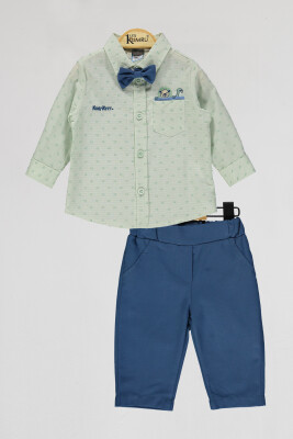 Wholesale Baby Boys 2-Piece Shirt and Pants Set 6-18M Kumru Bebe 1075-4084 Мятно-зеленый