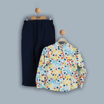 Wholesale Baby Boys 2-Piece Shirt and Pants Set 6-24M Timo 1018-TE4DT042243051 Жёлтый 