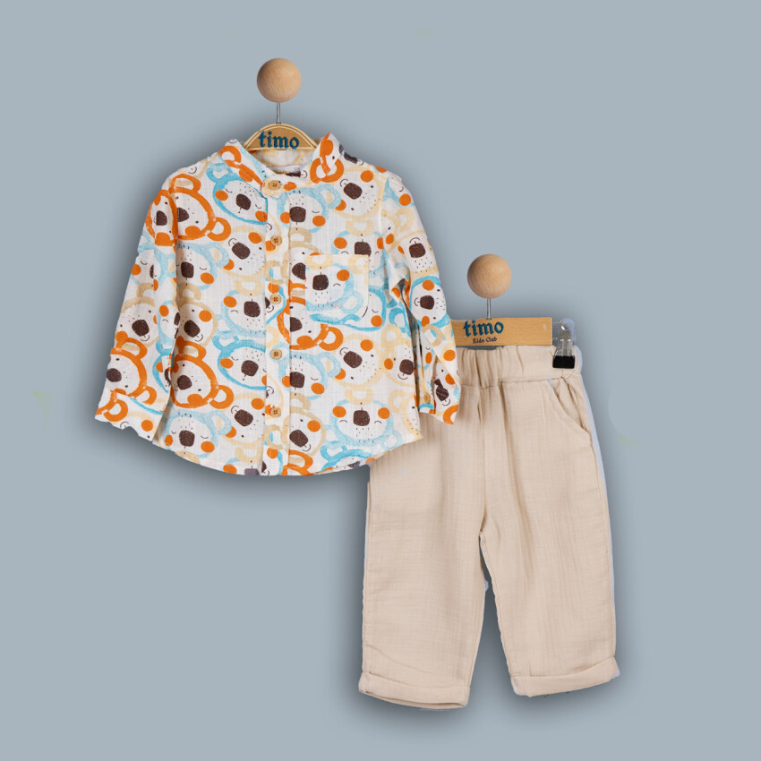 Wholesale Baby Boys 2-Piece Shirt and Pants Set 6-24M Timo 1018-TE4DT042243051 - 3