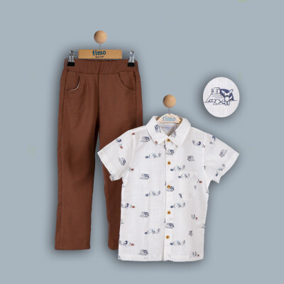 Wholesale Baby Boys 2-Piece Shirt and Pants Set 6-24M Timo 1018-TE4DT202243131 Синий
