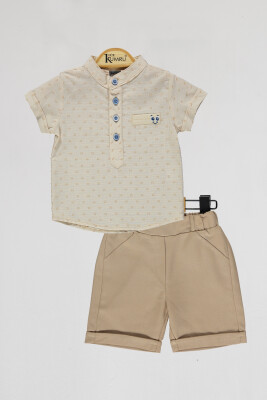Wholesale Baby Boys 2-Piece Shirt and Shorts 6-18M Kumru Bebe 1075-4083 Бежевый 